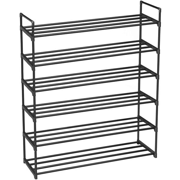 13 Tubes, One Layer, Four Tube, Six Layer Shoe Rack, Black