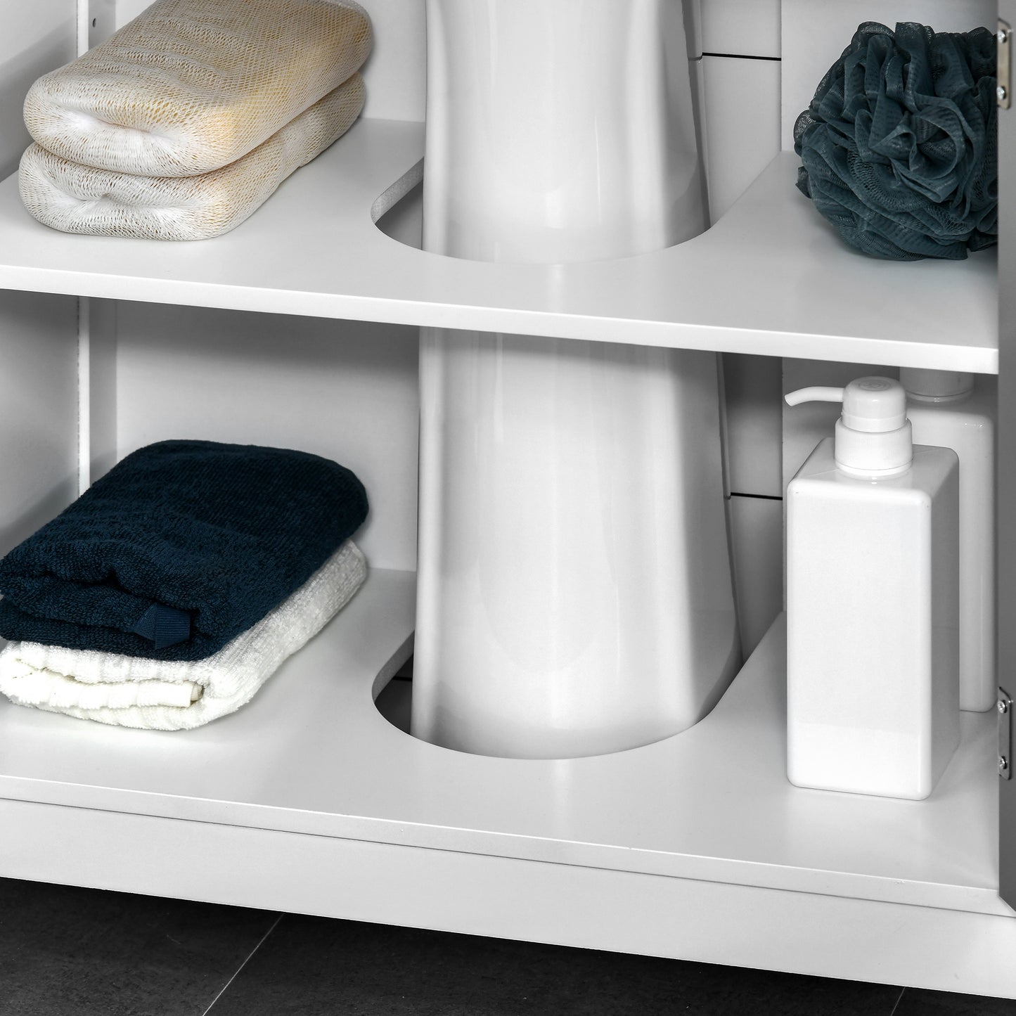 Under Sink Pedestal Storage Bathroom Cabinet, Gray White