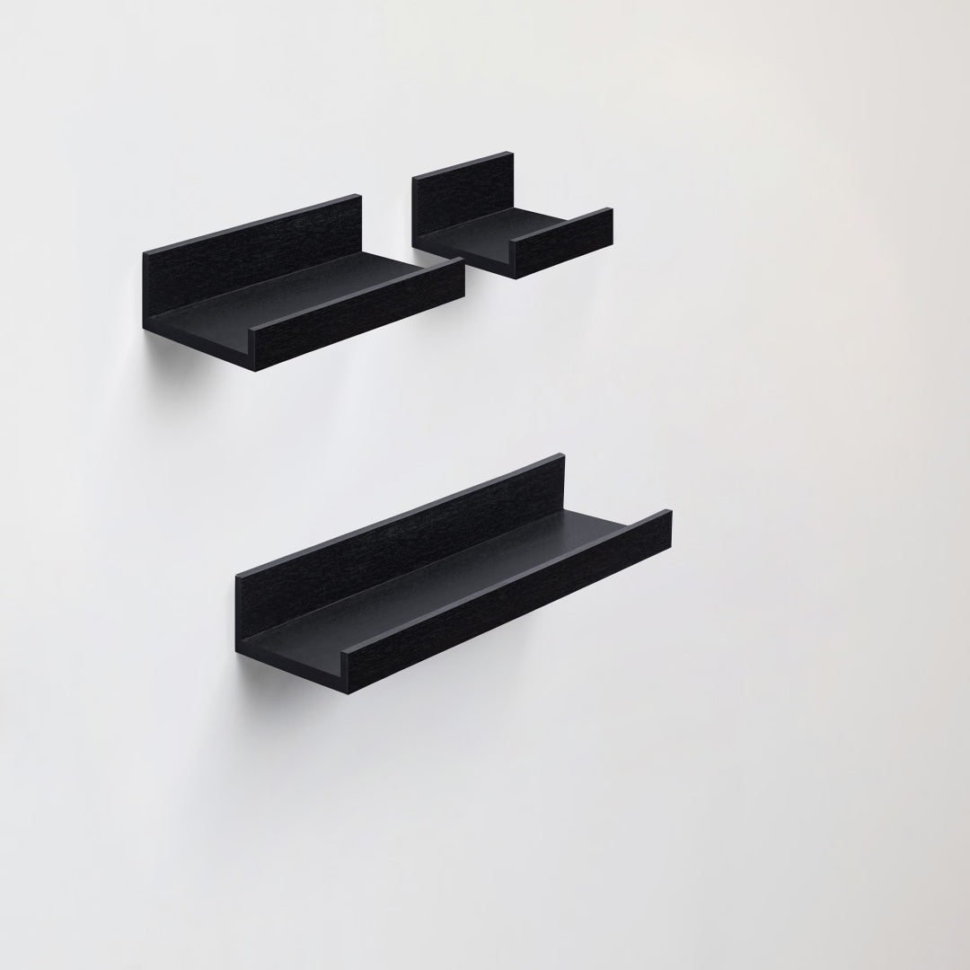 Floating Shelves 15.7 Wall Mounted Wood Shelves For Bathroom, Bedroom, Living Room, Kitchen, Hanging Shelf For Books Storage Decor With Invisible Brackets, Black