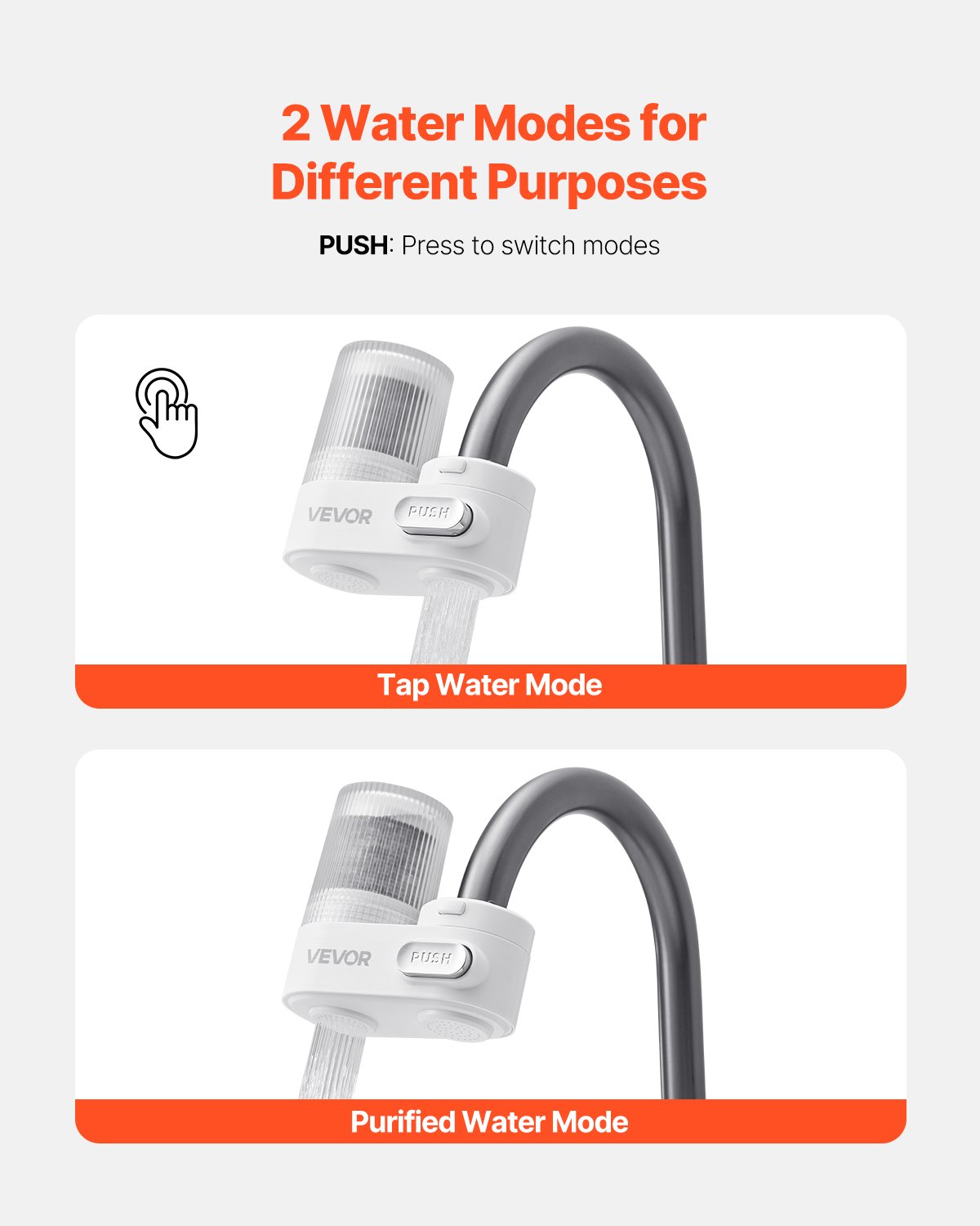 Faucet Mount Water Filters Sink Water Purifier For Kitchen White Vertical