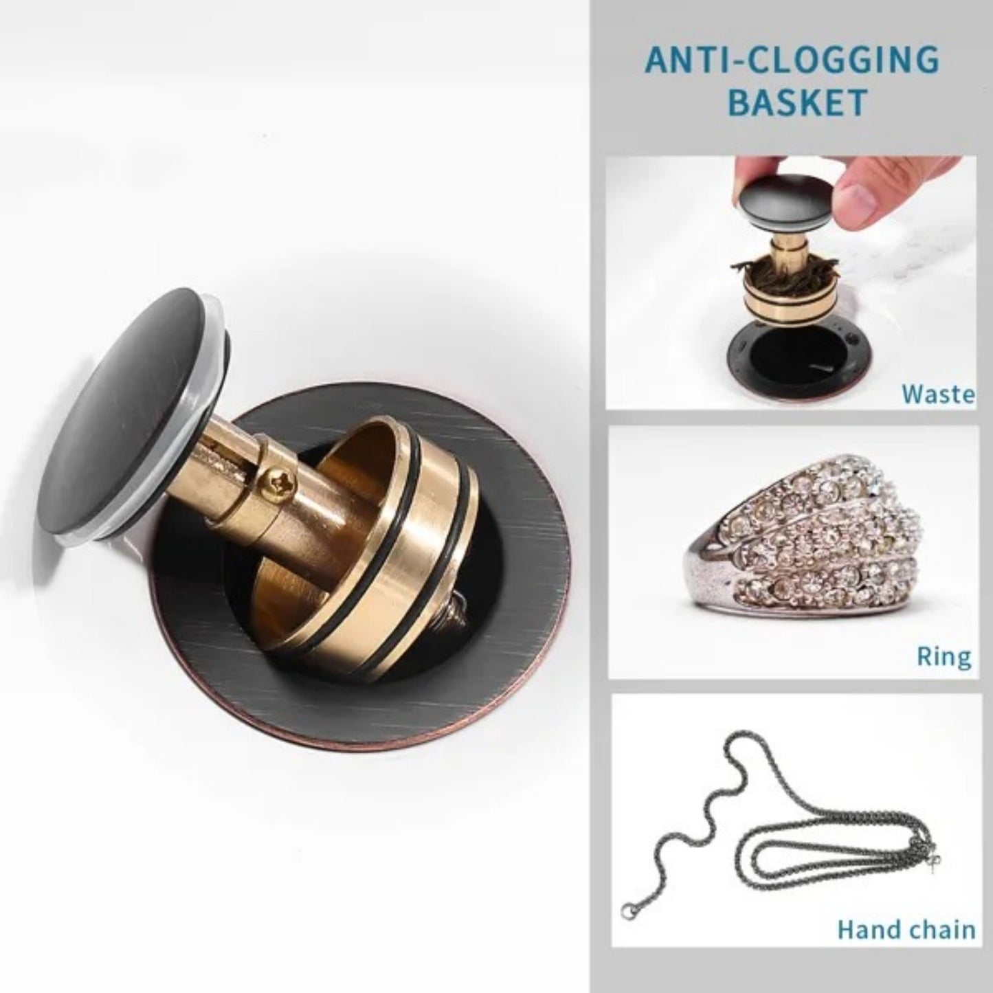 Pop-Up Drain Stainless Steel With Overflow Anti-Clogging For Vessel Sink Lavatory Vanity Sink Drain With Strainer Basket, Oil Rubbed Bronze