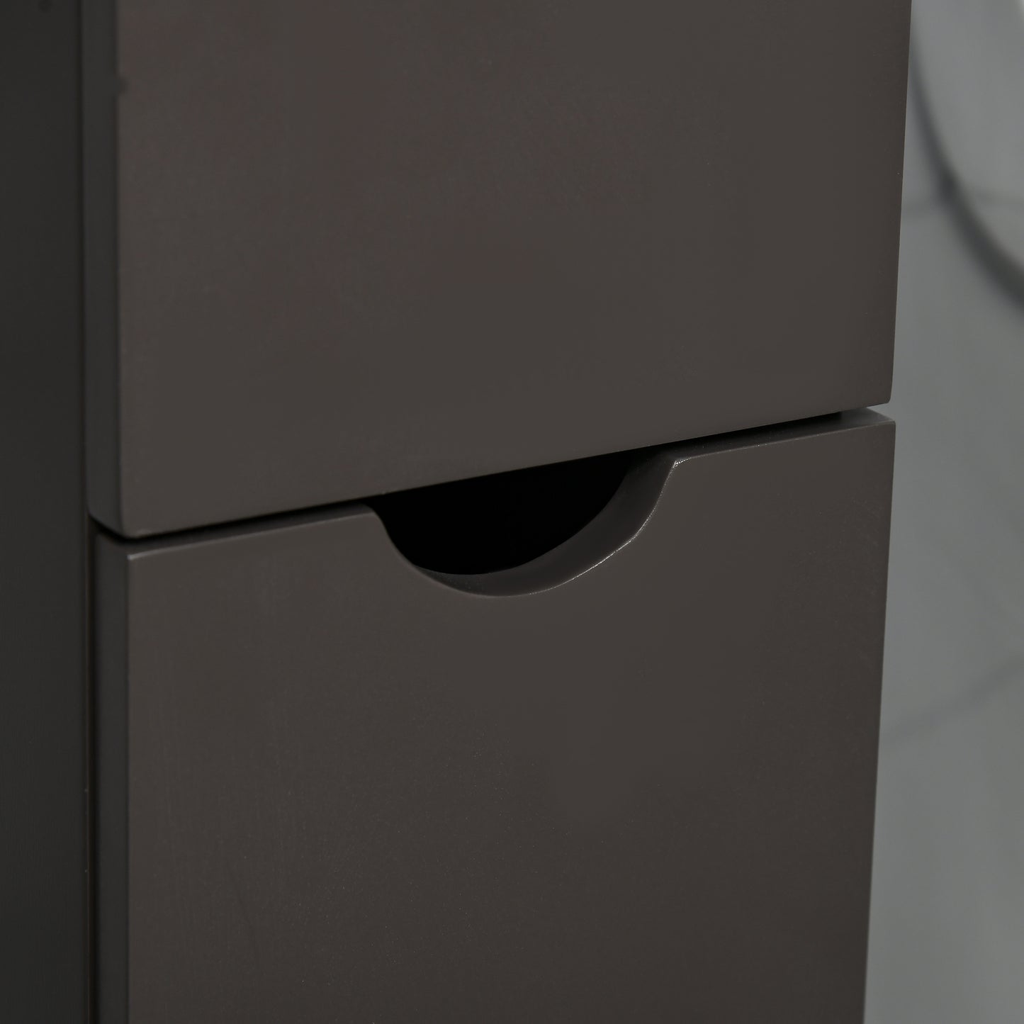 54" Tall Bathroom Storage Cabinet, Freestanding Linen Tower with 2-Tier Shelf and Drawers, Narrow Side Floor Organizer, Brown