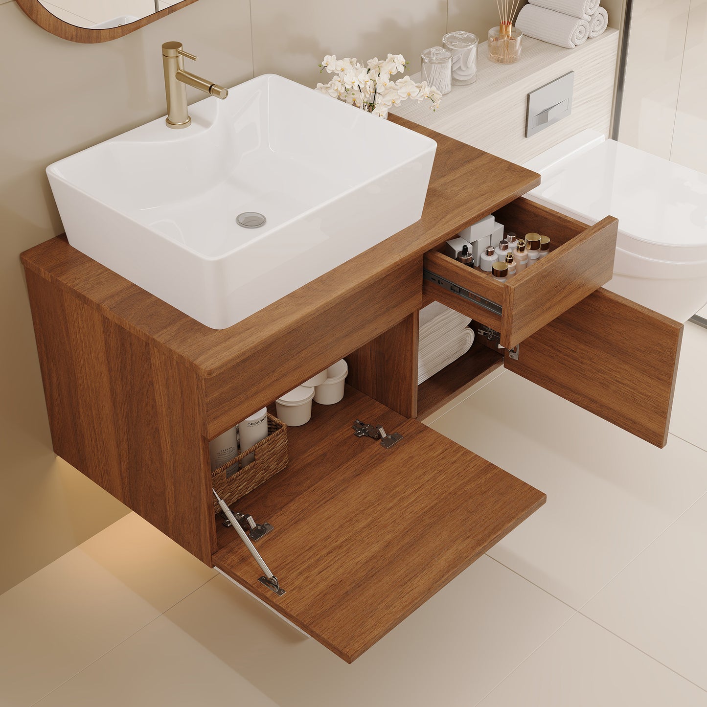 31.5 Inches Floating Single Small Bathroom Vanity With Sink