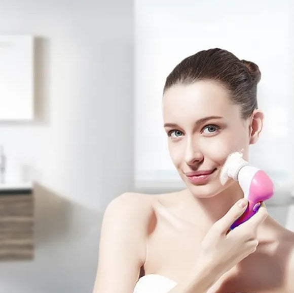 GlowSpin™ Facial Cleansing Brush – Deep Pore Cleaner with 5 Heads
