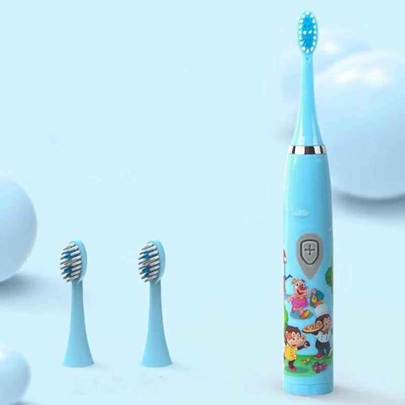 Children Sonic Electric Toothbrush IPX6 Waterproof Colorful Cartoon For Kid Use Soft Bristle Replaceable With 6 Tooth Brush Heads