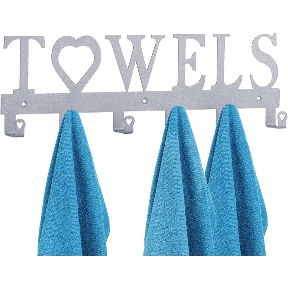 Metal Wall-Mounted Towel Hook,6-Hook Space-Saving Storage With Sturdy Row Design