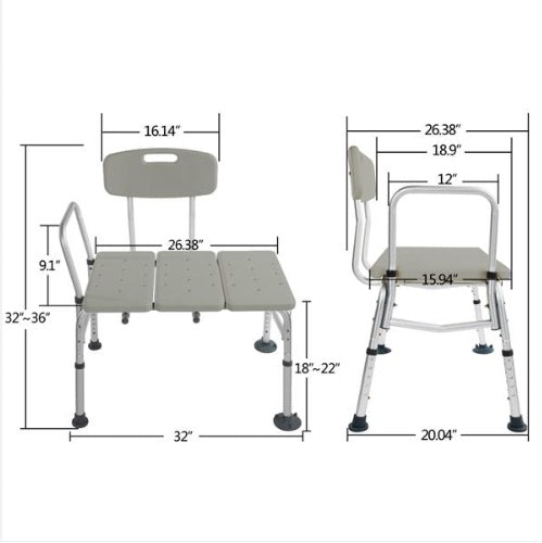 1.35MM Three Piece Shower Chair - Grey