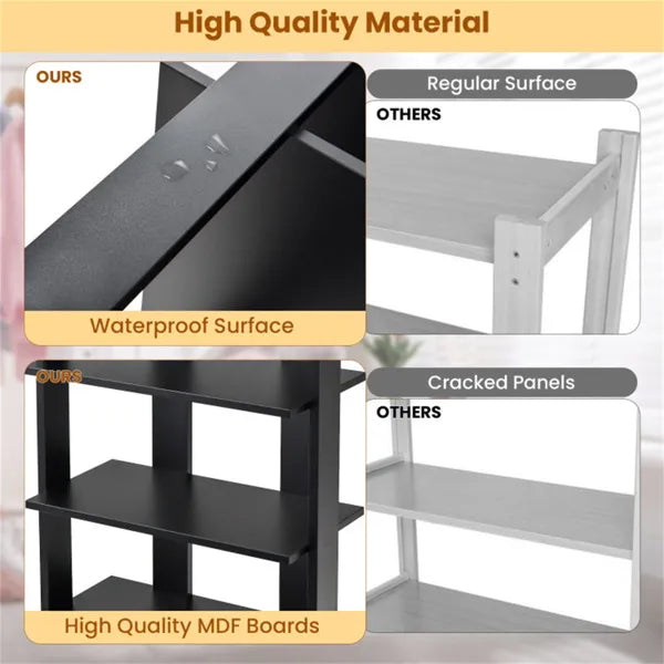 7-Tier Double-Row Shoe Rack With Adjustable Shelves, Anti-Tipping Narrow Storage Rack For Entryway Closet-Black