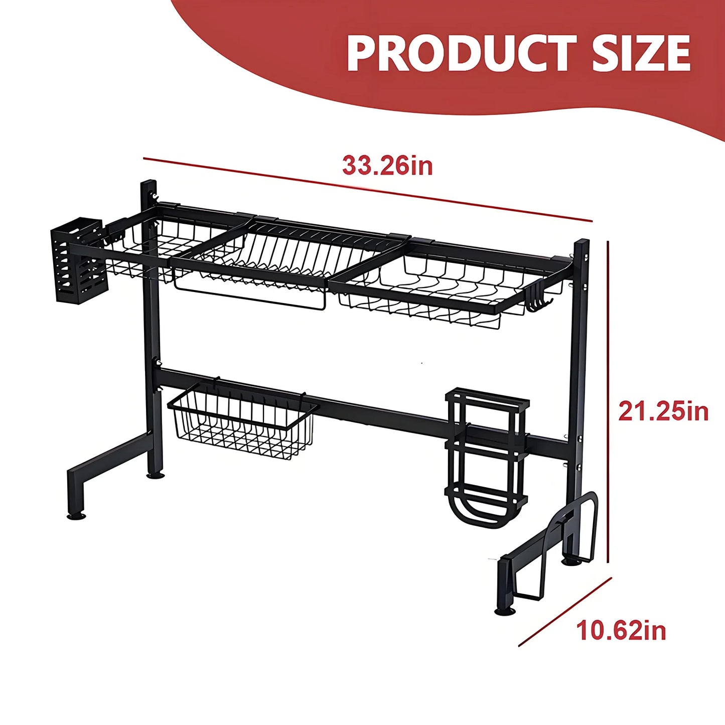 Double-Layer Sink Organizer – Bowl Rack with Knife & Chopstick Drain
