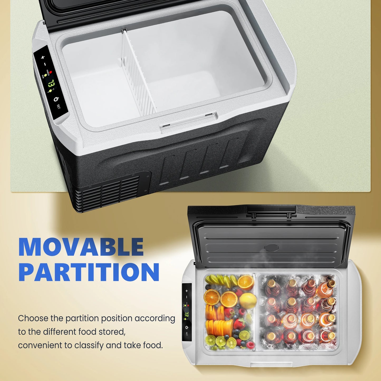 SIMZLIFE 31QT Portable Refrigerator – 12V/24V Compressor Mini Fridge for Car, RV & Camping (-4℉~68℉)