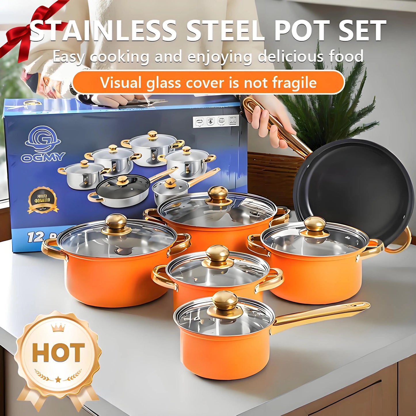 Red 12-Piece Cookware Set – Stainless Steel Non-Stick Kitchen Collectioncookware set, red cookware, 12 piece cookware, stainless steel cookware, non stick pots, kitchen cookware, complete kitchen set, cooking pots and pans