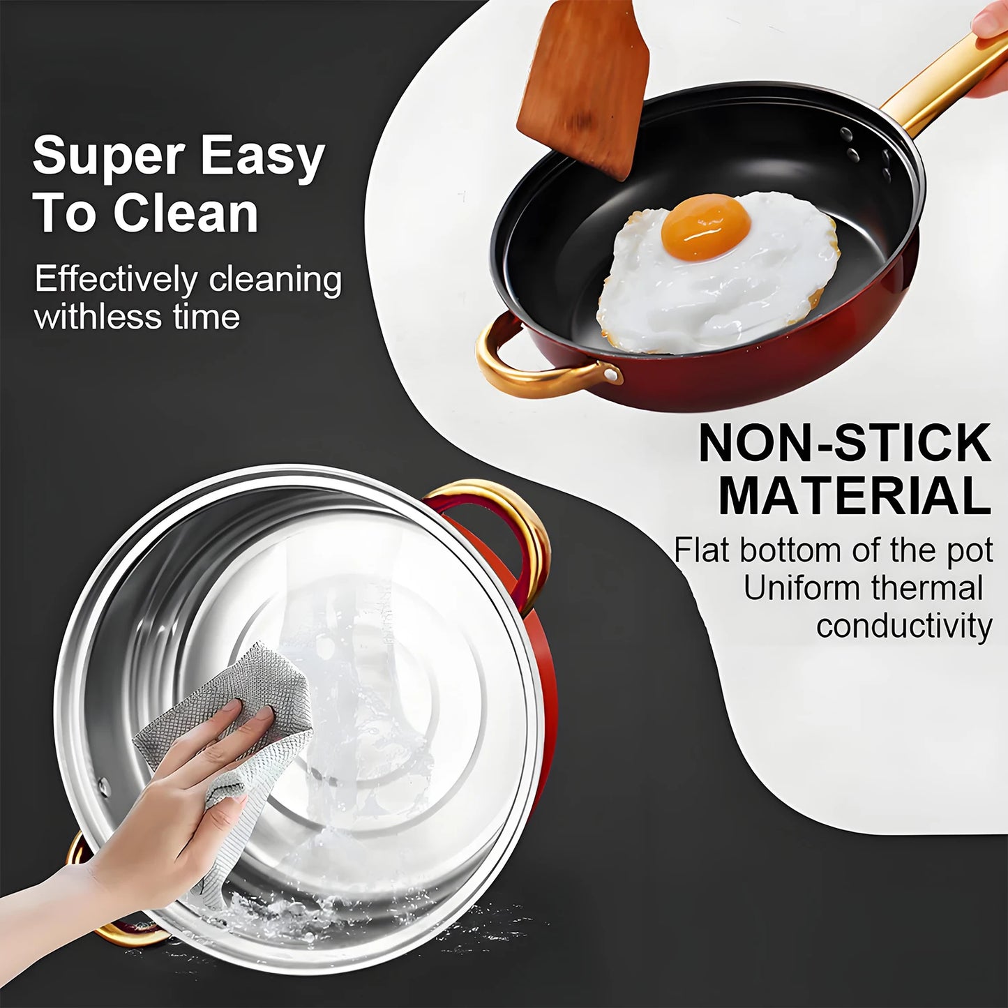 Red 12-Piece Cookware Set – Stainless Steel Non-Stick Kitchen Collectioncookware set, red cookware, 12 piece cookware, stainless steel cookware, non stick pots, kitchen cookware, complete kitchen set, cooking pots and pans