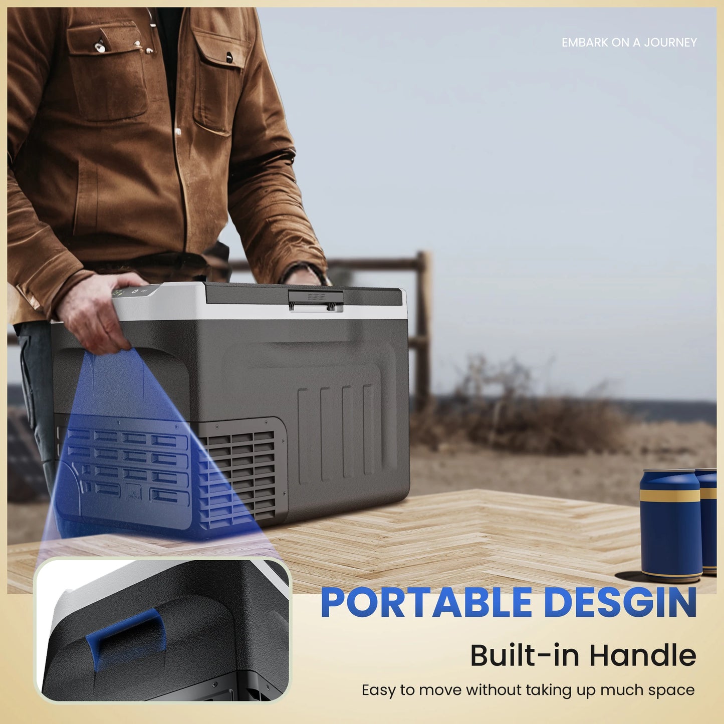 SIMZLIFE 31QT Portable Refrigerator – 12V/24V Compressor Mini Fridge for Car, RV & Camping (-4℉~68℉)