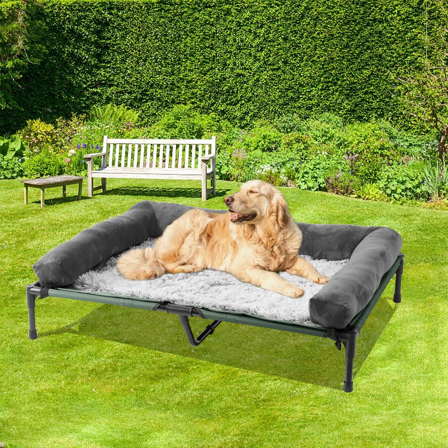XL Cooling Dog Bed with Bolster – Elevated & Waterproof