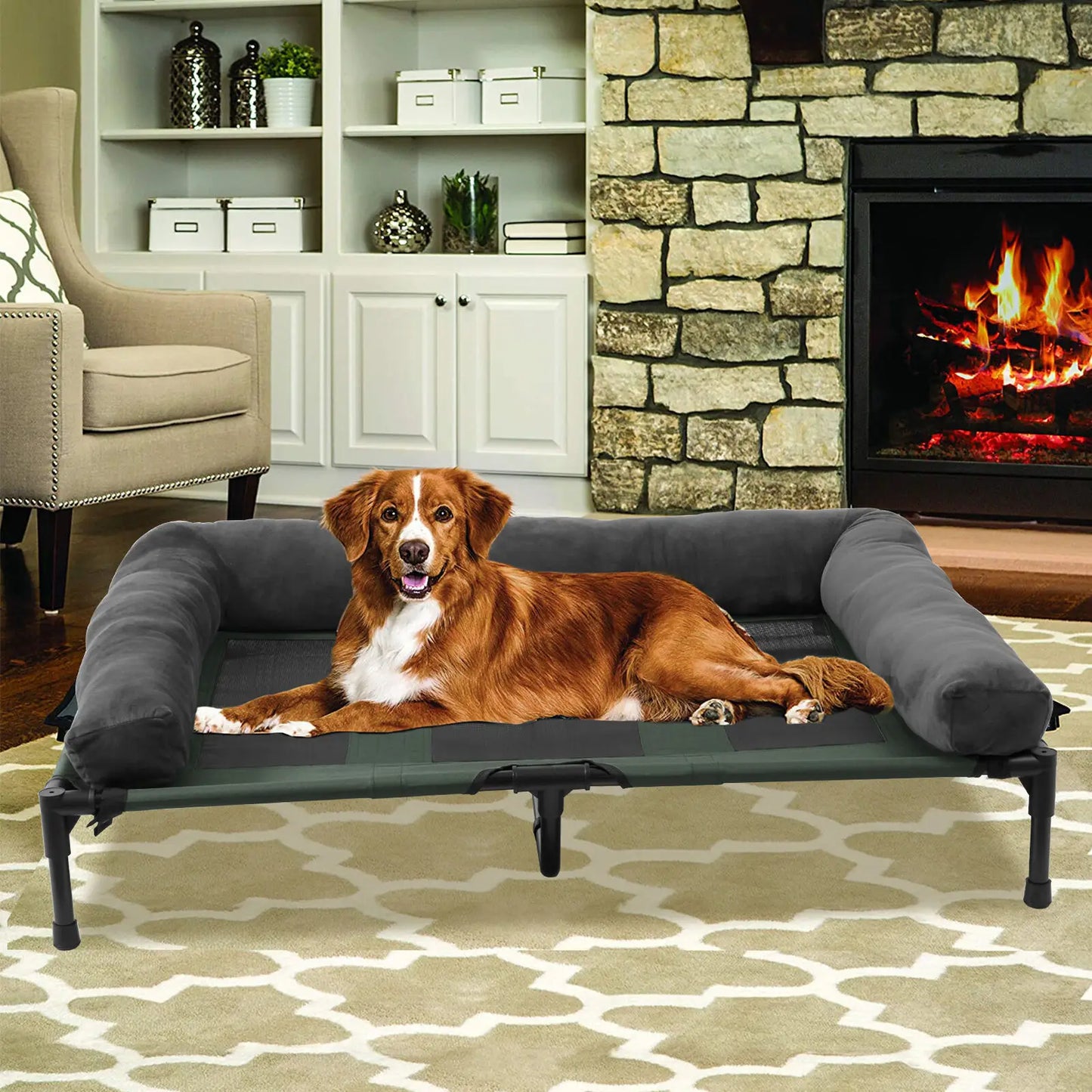 XL Cooling Dog Bed with Bolster – Elevated & Waterproof