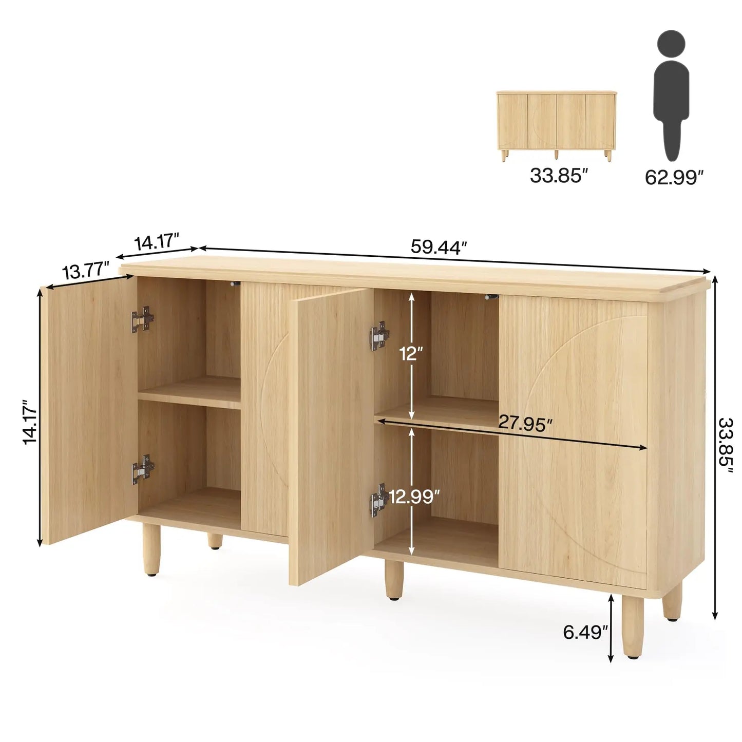 Tribesigns 59" Modern Sideboard Table – Storage Cabinet for Dining Room & Living Room