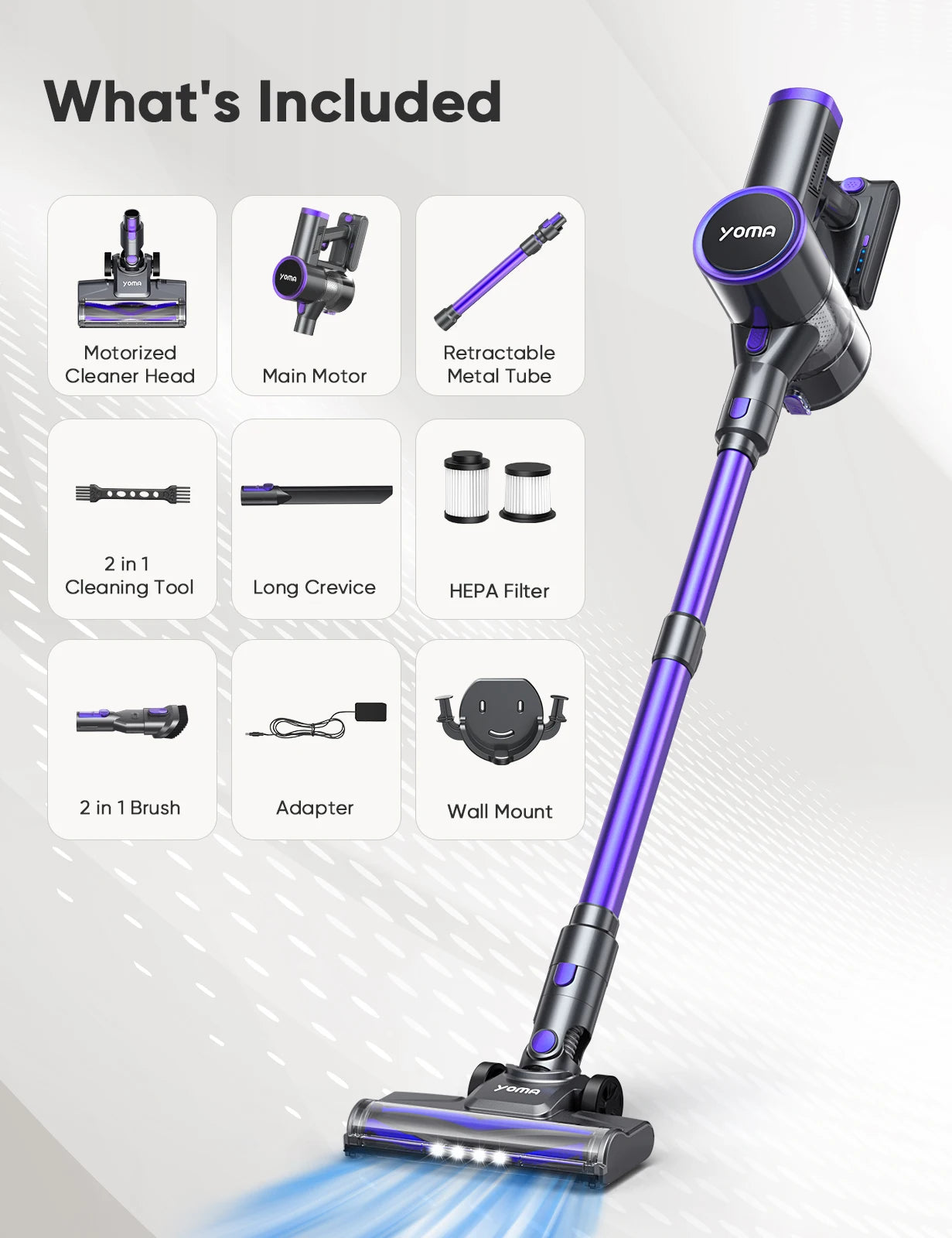 YOMA N12 Cordless Vacuum Cleaner – 6-in-1 Powerful Lightweight Stick Vacuum