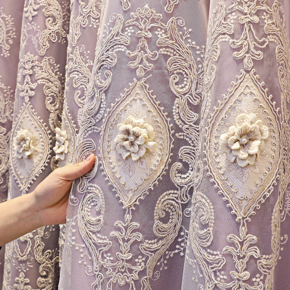 Luxury Vintage Embroidered Curtains – Dual-Layer Elegant Window Drapes