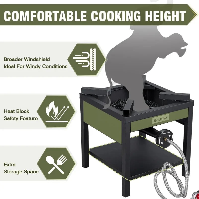 BESTFIRE 260,000 BTU Propane Gas Stove – High-Pressure Outdoor Burner for Cooking & Brewing