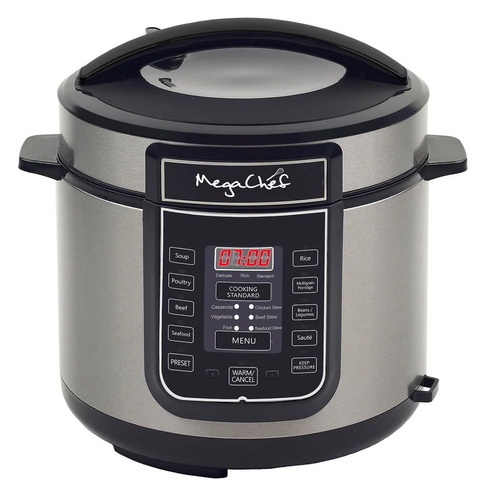 6 Quart Pressure Cooker Multi Function Pressure Cooking Slow Cooking 14 Pre-Set Menu Automatic Shut-Off Stainless Steel Kitchen