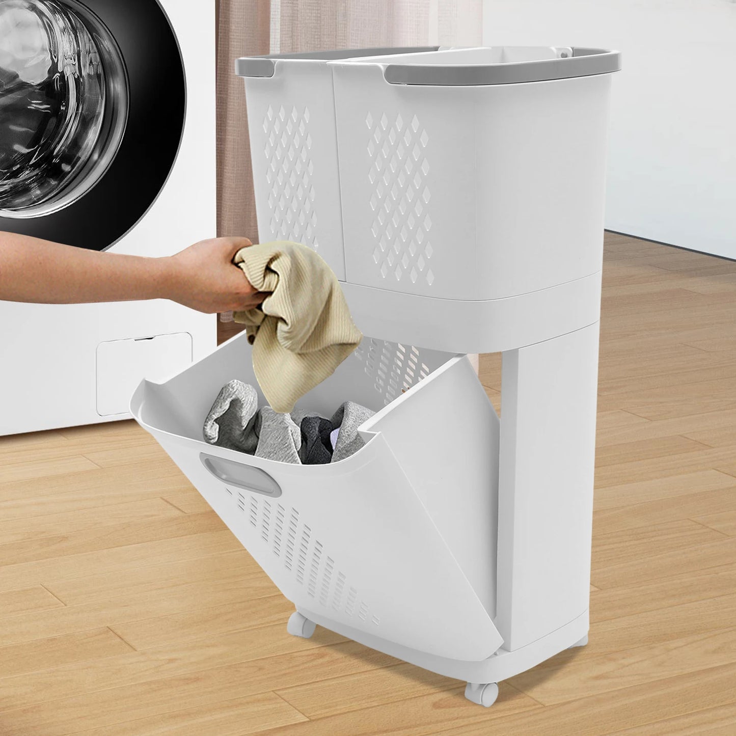 Movable Laundry Basket with Wheels โ Floor-Standing Clothes Organizer