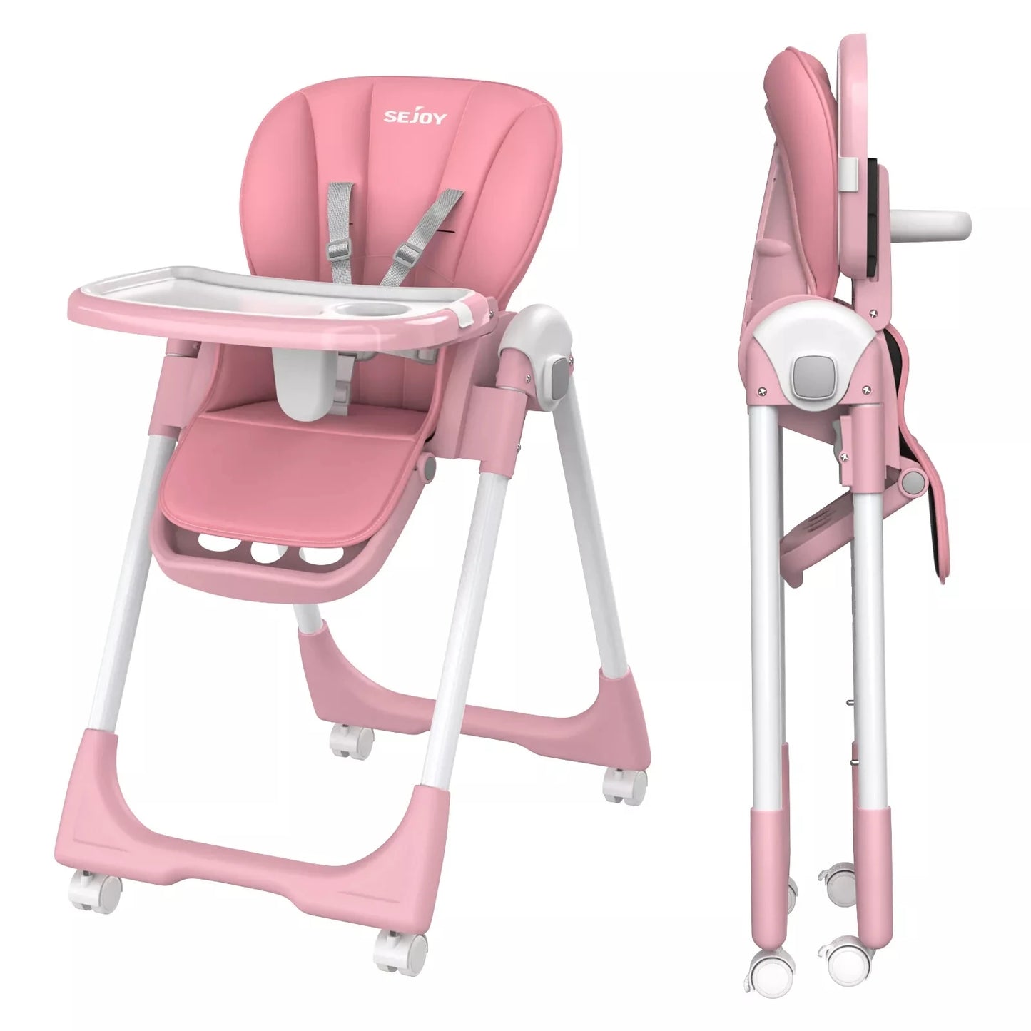 SEJOY Folding Baby High Chair – Convertible Design with Removable Tray & Adjustable Seat