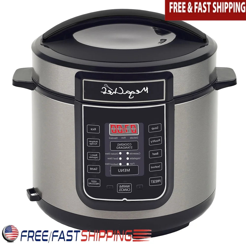 6 Quart Pressure Cooker Multi Function Pressure Cooking Slow Cooking 14 Pre-Set Menu Automatic Shut-Off Stainless Steel Kitchen