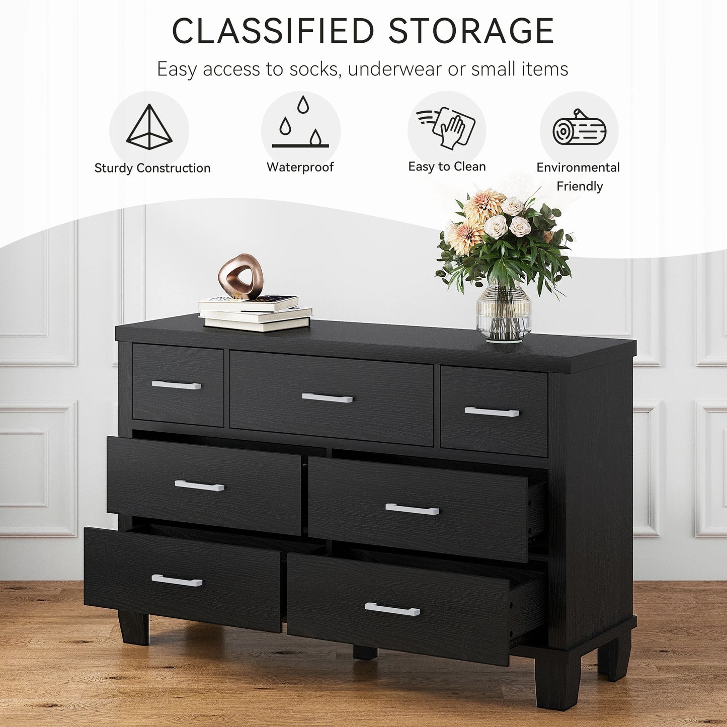 Vintage 7 Drawer Wooden Dresser – Bedroom & Living Room Storage