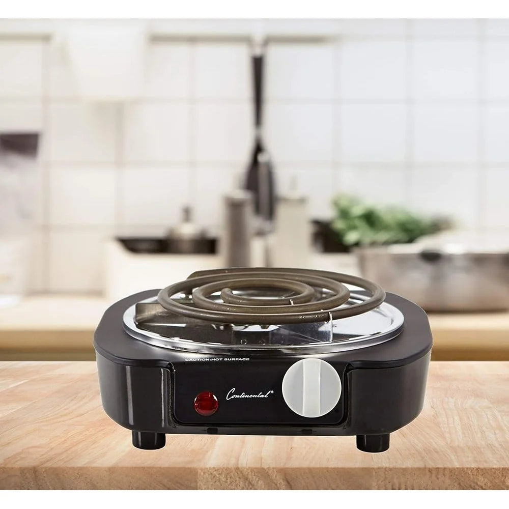 1100W Portable Electric Stove – Single Burner Coil Hot Plate with Adjustable Temperature & Power Indicator Light