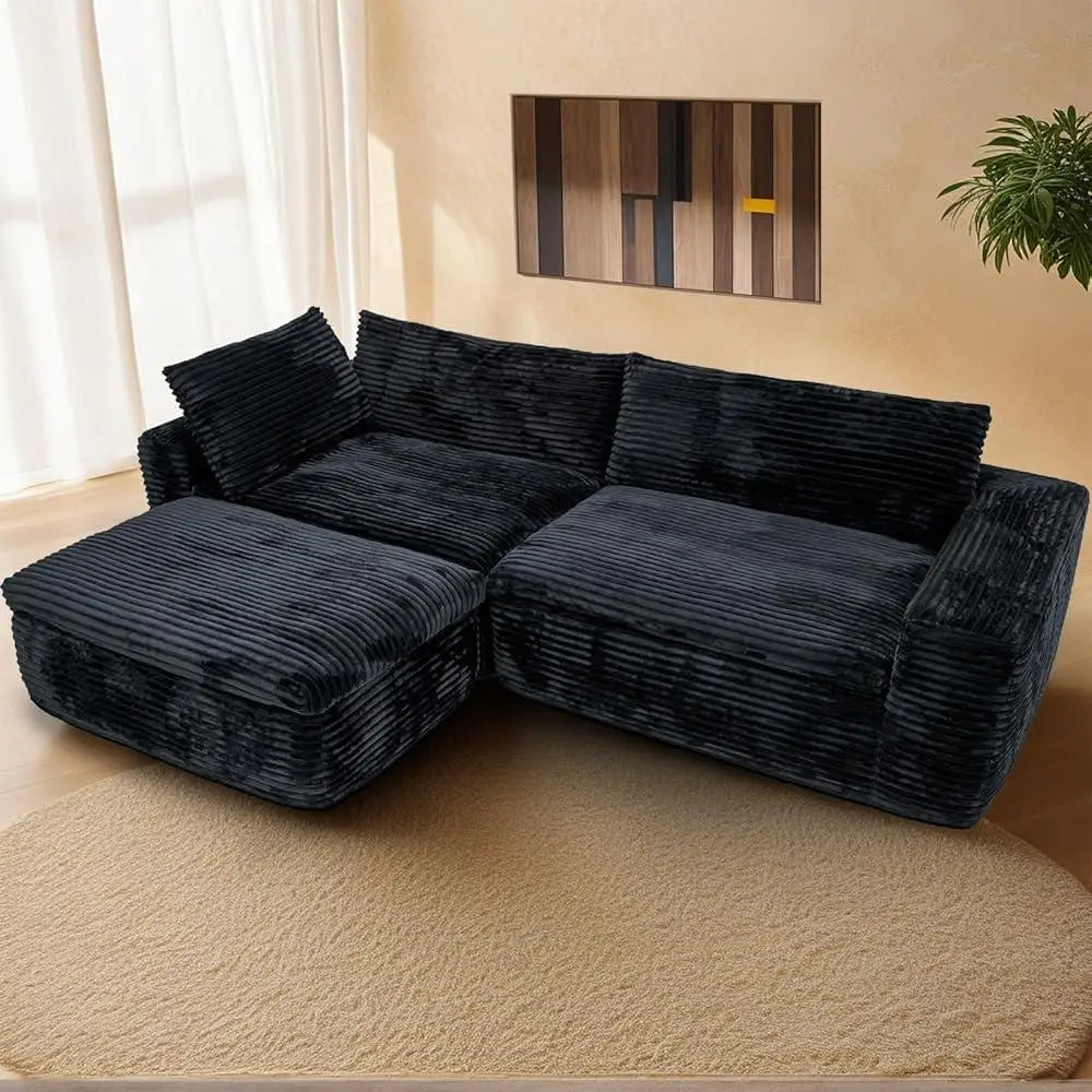 Oversized L-Shaped Sectional Sofa – Deep Seat Plush Modular Couch, Elegant Design, No Assembly