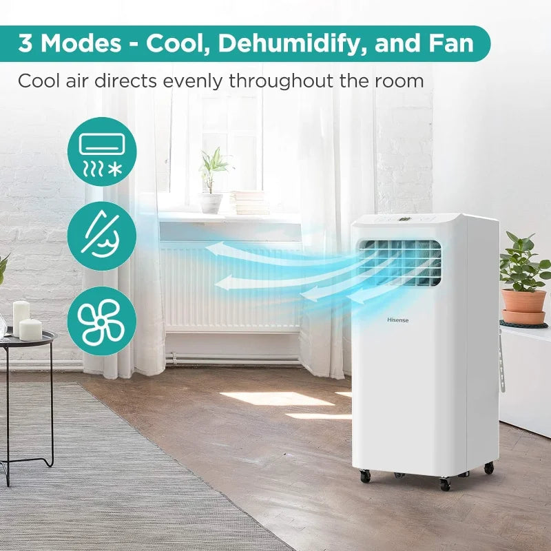 Hisense 6,000 BTU Portable Air Conditioner – Cooling, Dehumidifier & Fan for Rooms up to 250 sq. ft. with Remote (Renewed)