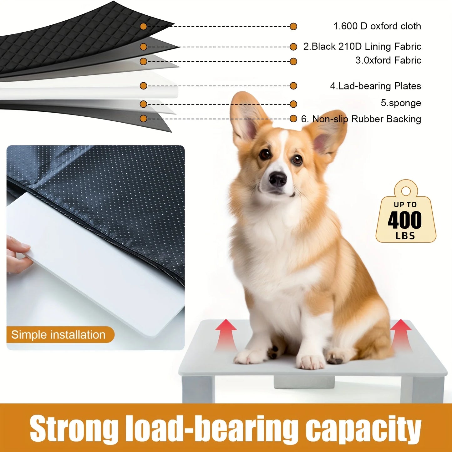 Dog Car Seat Cover with Hard Bottom – Back Seat Hammock & Extender