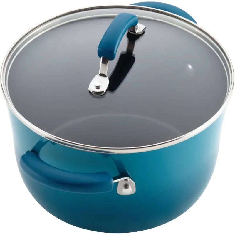 Rachael Ray 15-Piece Nonstick Cookware Set – Durable Pots & Pans with Lids and Kitchen Utensils