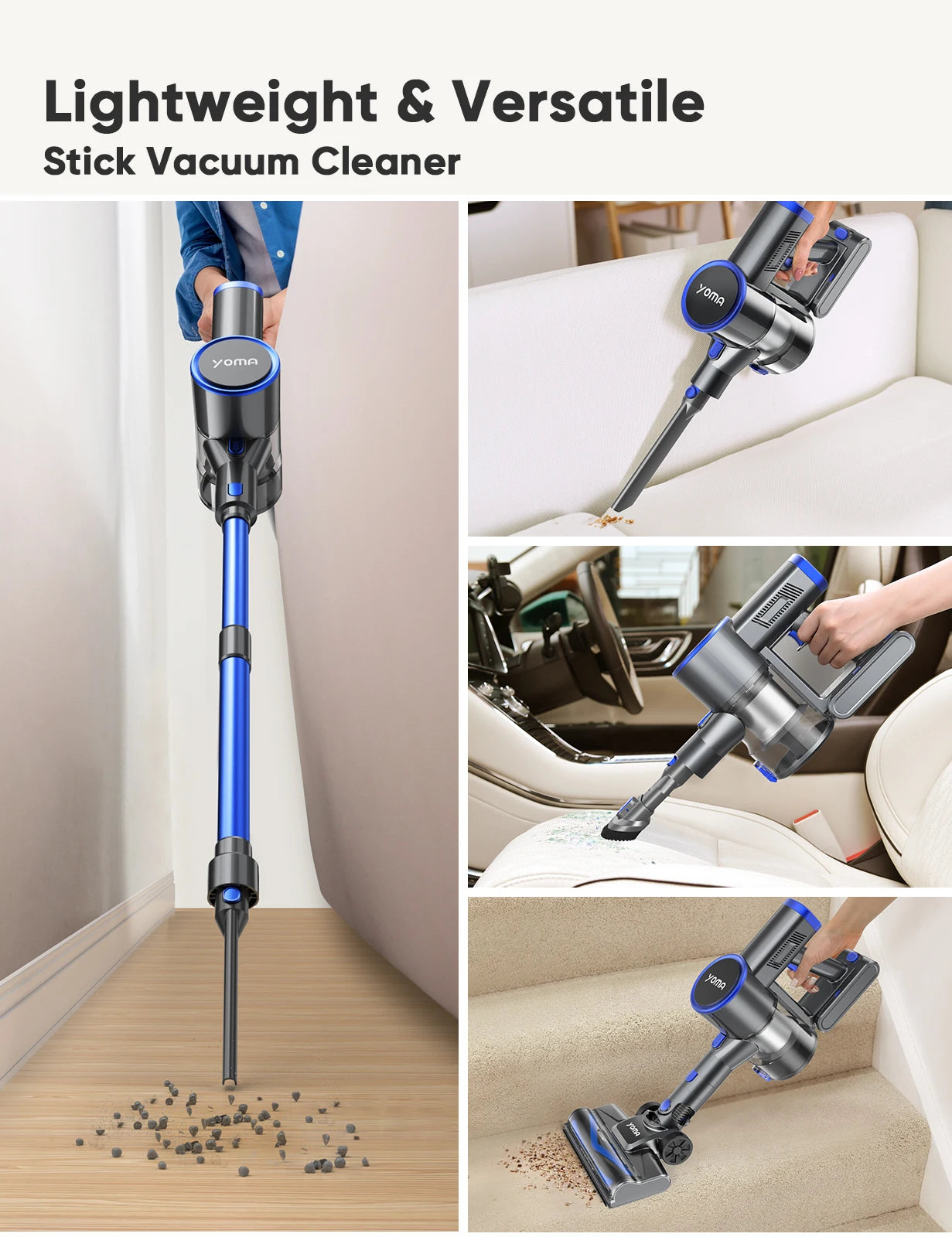 YOMA N12 Cordless Vacuum Cleaner – 6-in-1 Powerful Lightweight Stick Vacuum