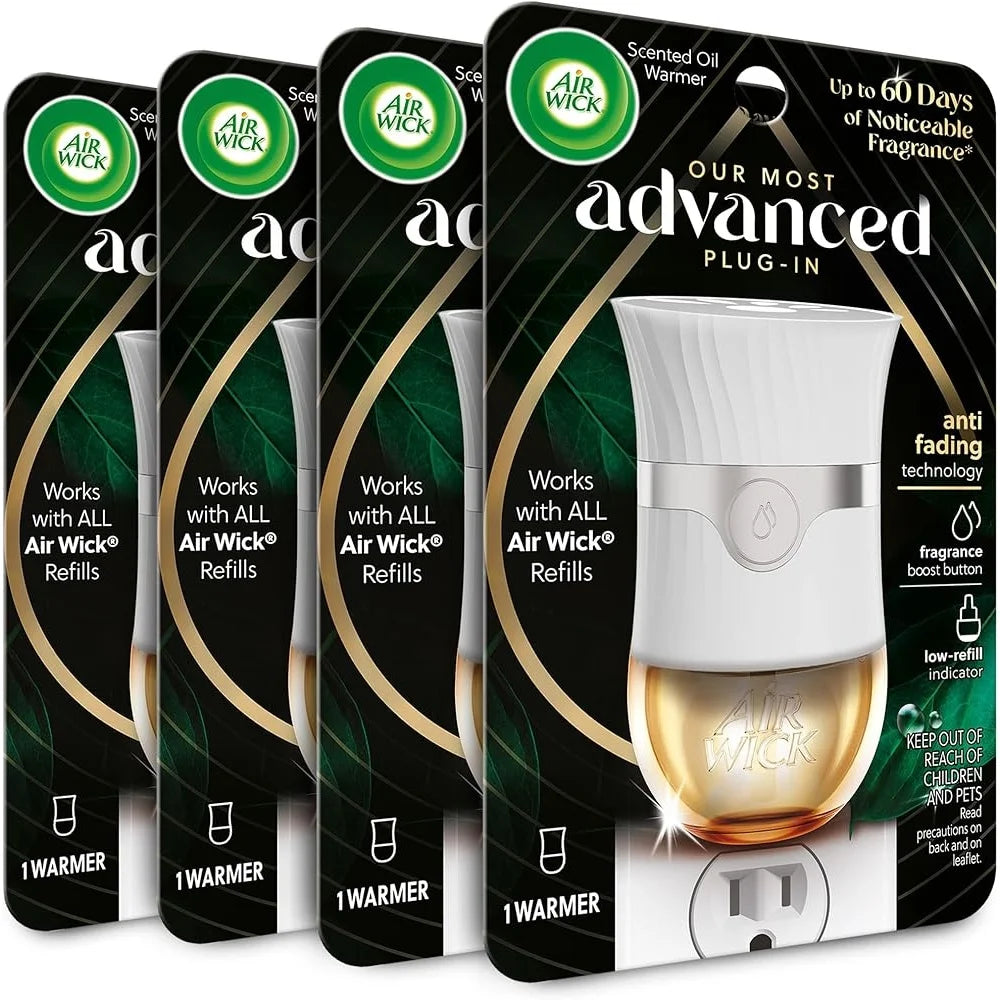 Advanced Plug-In Scented Oil Warmer – Home Air Freshener, Adjustable Settings, 4-Pack with Fragrance Boost & Refill Indicator