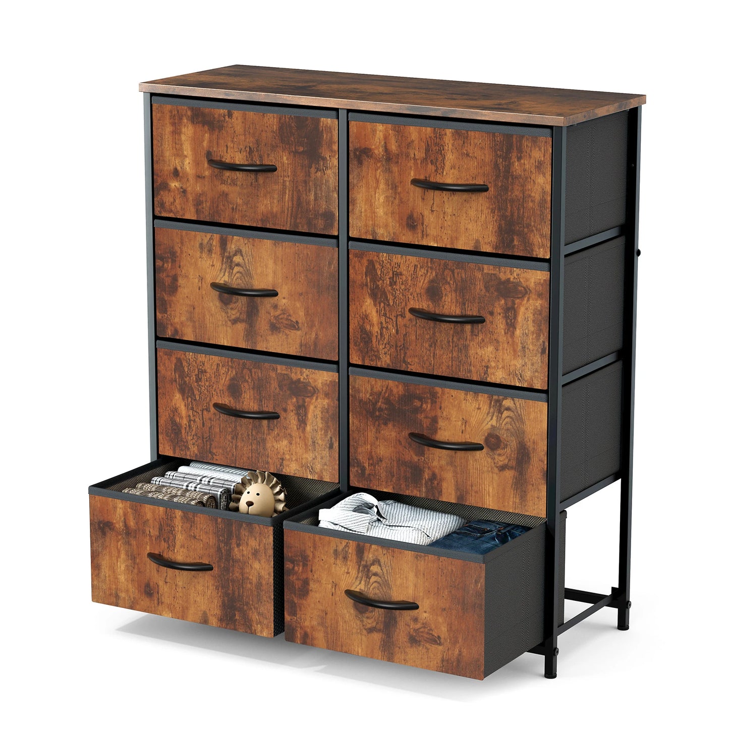 JHK Children’s Wardrobe with 8 Fabric Drawers – Bedroom Storage Cabinet with Steel Frame | Clothes Closet & Home Furniture Organizer