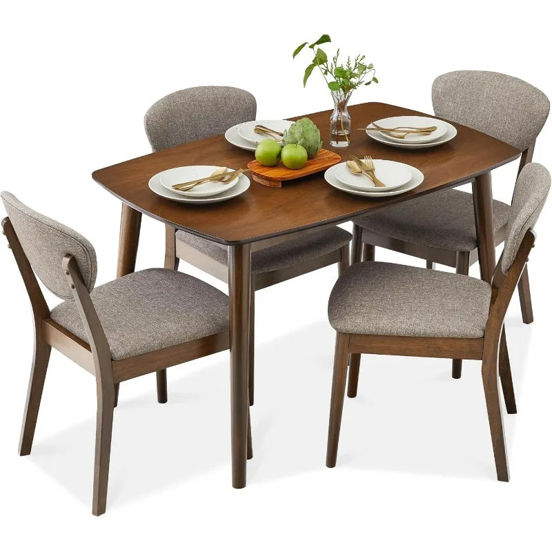 Best Choice Products 5-Piece Dining Set – Compact Mid-Century Modern Table with 4 Chairs for Home & Apartment