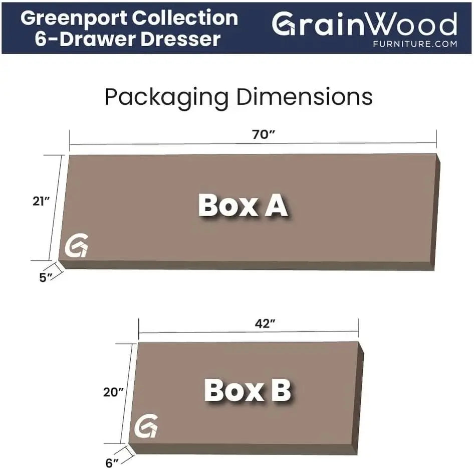 Greenport Solid Wood 6 Drawer Bedroom Dresser – Brushed Walnut Finish