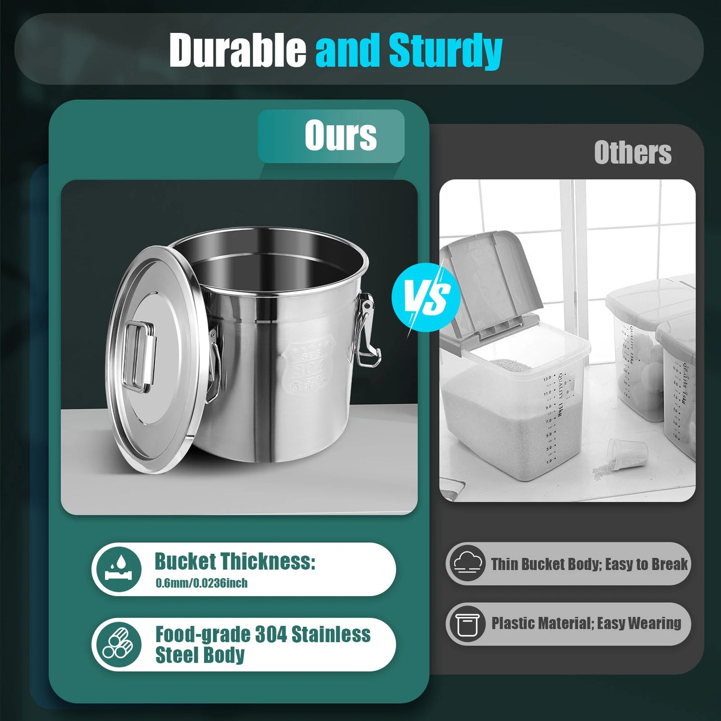 Large Airtight Vacuum Canister – 304 Stainless Steel Food Storage Jar for Kitchen