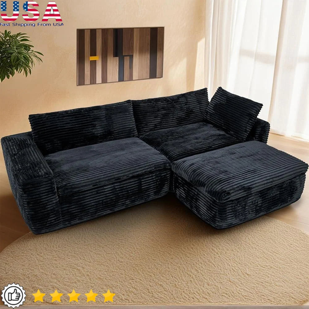 Oversized L-Shaped Sectional Sofa – Deep Seat Plush Modular Couch, Elegant Design, No Assembly