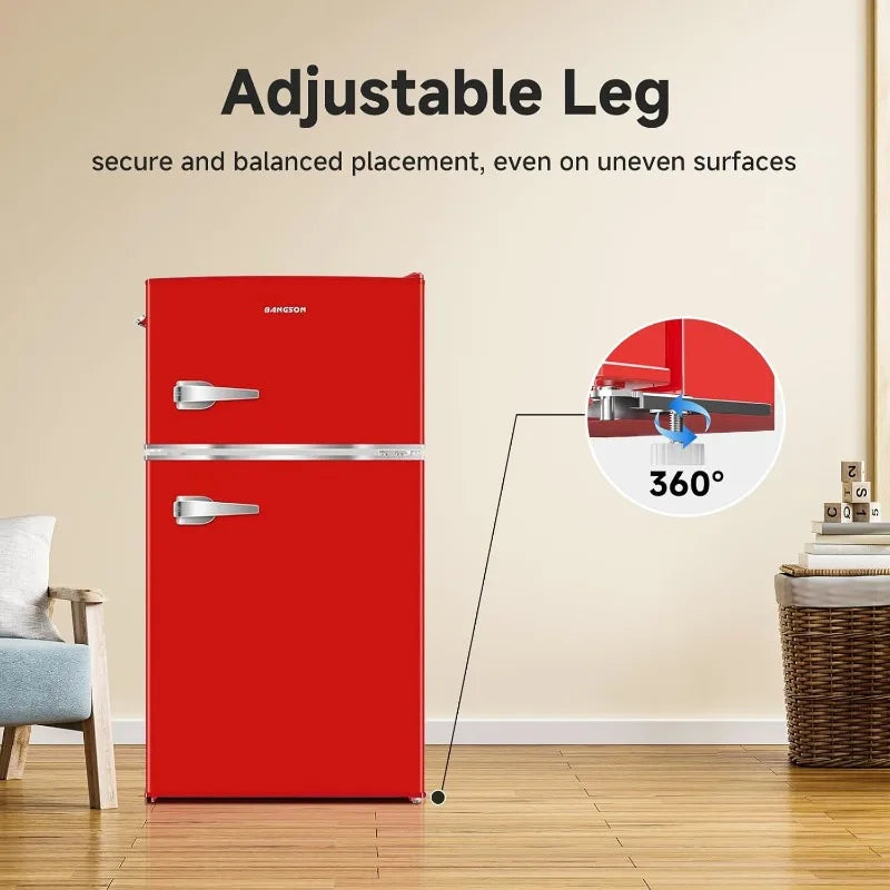 BANGSON 3.2 Cu.Ft Mini Fridge with Freezer – Compact Refrigerator with Door Handle & Bottle Opener for Bedroom & Dorm