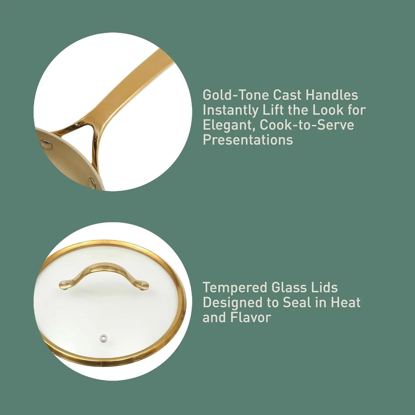 8-Piece Premium Ceramic Nonstick Cookware Set – Almond Cream & Gold Finish