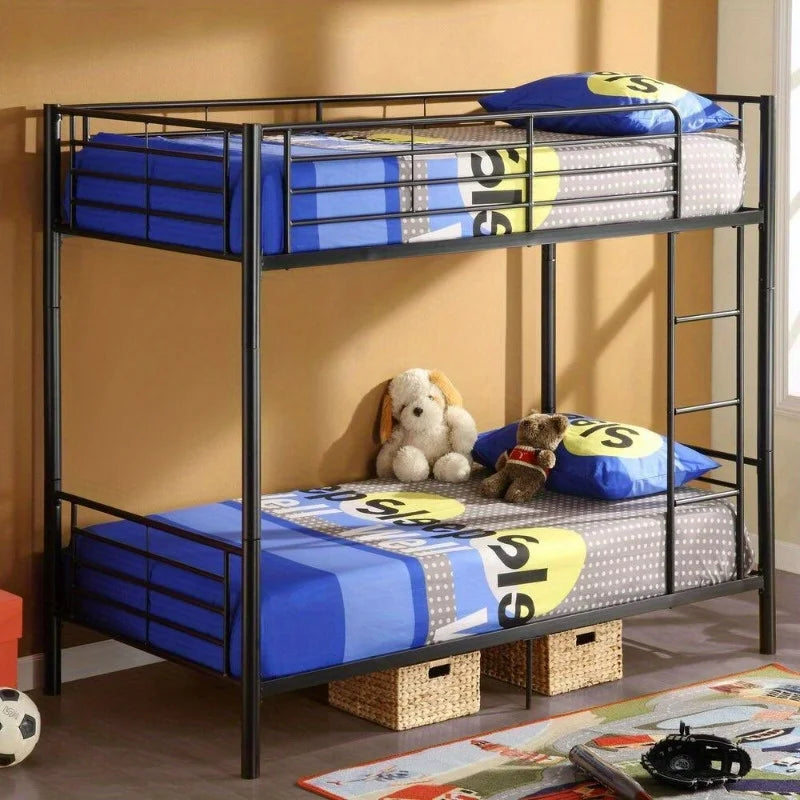 Modern Metal Twin over Twin Bunk Beds Frame Ladder Adult Children Bedroom Dorm