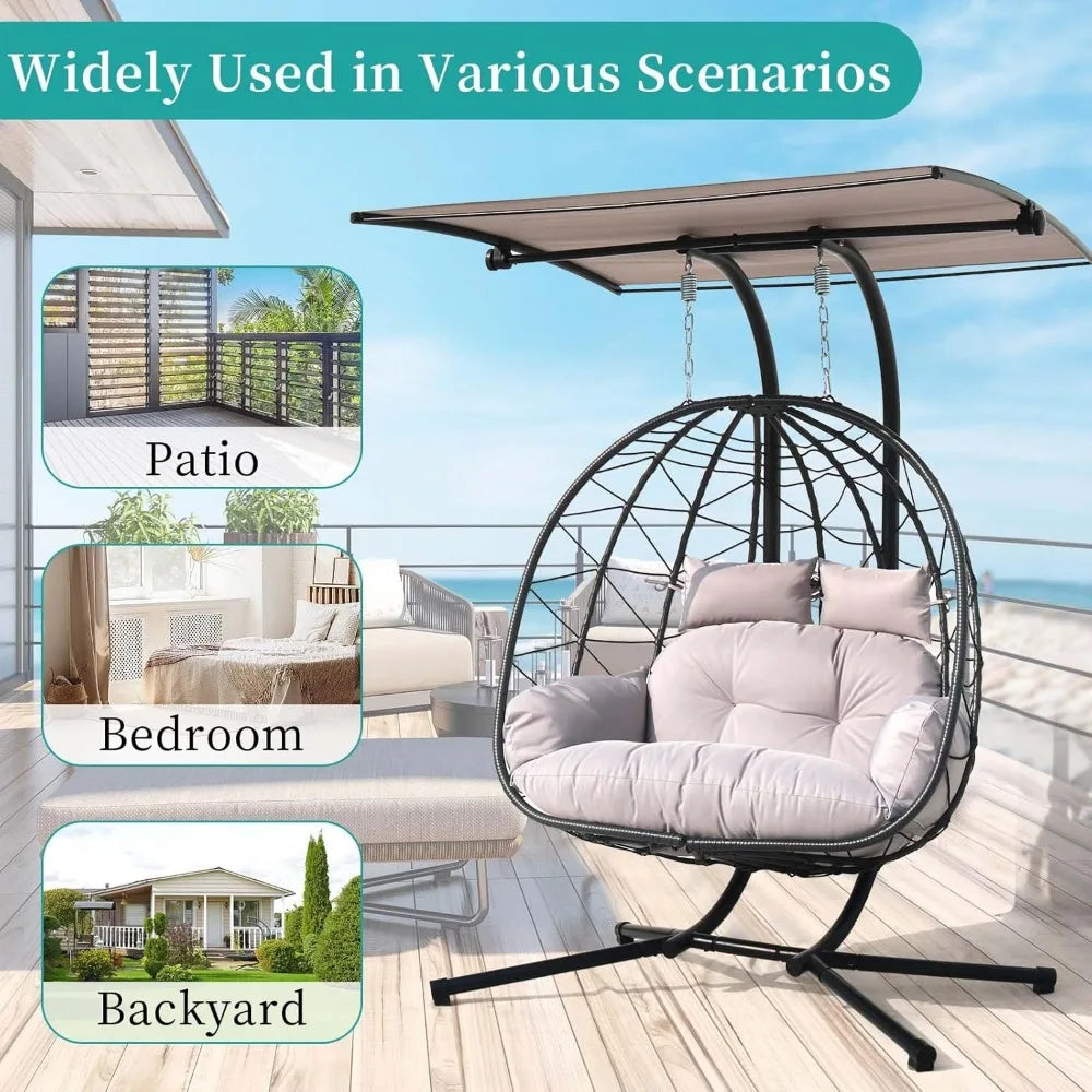 Double Egg Swing Chair – Foldable Hammock Chair for Outdoor & Indoor Use, Terrace, Garden, Balcony, Bedroom