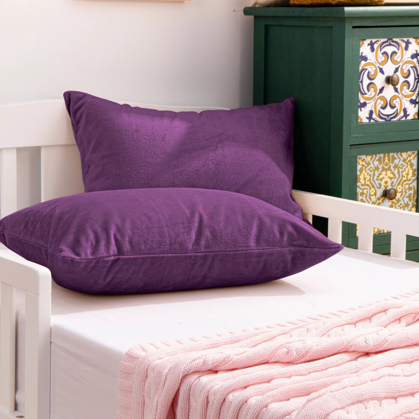 NTBAY 2-Pack Velvet Pillowcases – Soft & Warm Travel Pillow Covers with Hidden Zipper Closure