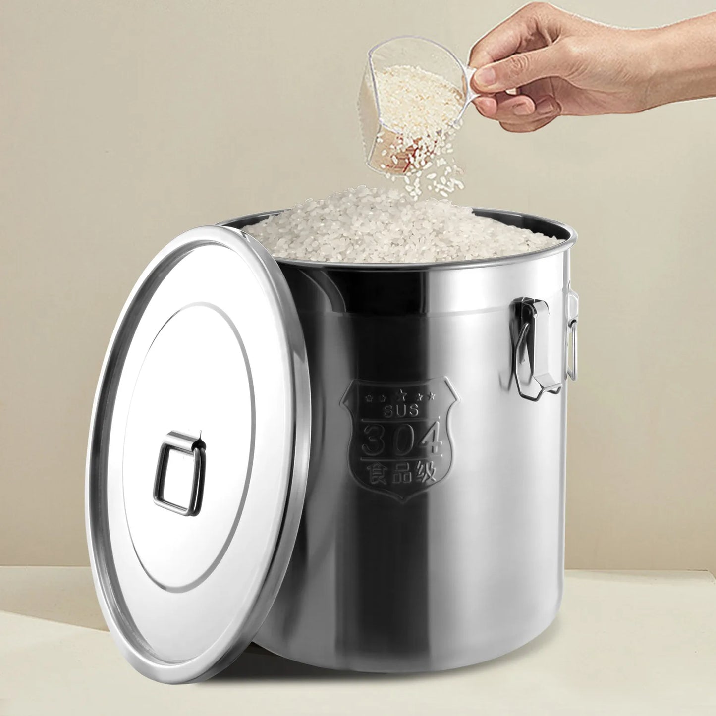 48L Stainless Steel Airtight Canister – Large 304 Steel Food Storage Container