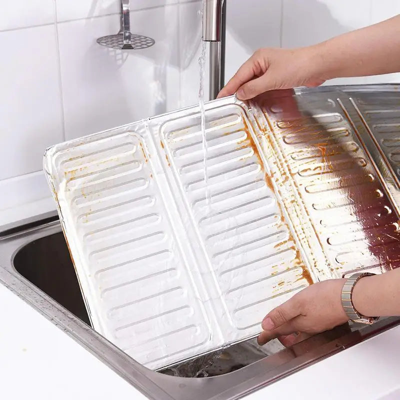 3 Sided Oil Splatter Guard Kitchen Aluminum Foil Anti Splatter Shield Guard Grease Splatter Guard for Stove Top and Frying Pan