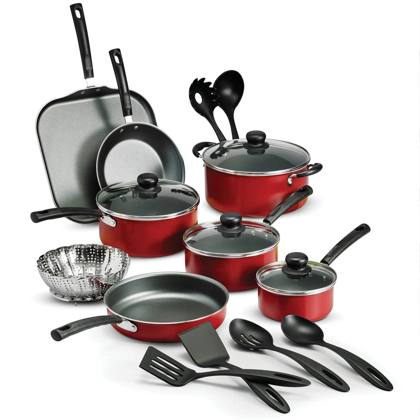 22-Piece Nonstick Aluminum Cookware Set – Complete Pots & Pans with Lids and Kitchen Utensils