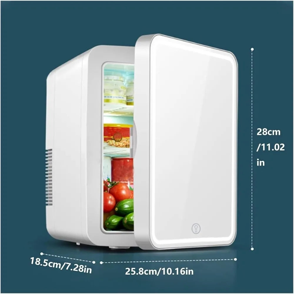 8L Skincare Mini Fridge with LED Mirror – Portable AC/DC Cooler & Warmer