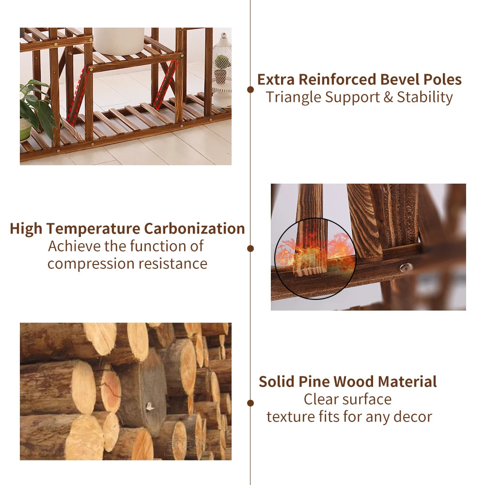 Wooden Plant Shelf – Multi-Tier Flower Pot Stand for Indoor & Outdoor Plant Display